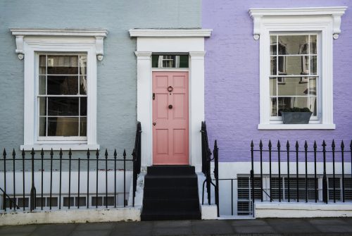 front-view-front-door-with-blue-violet-wall