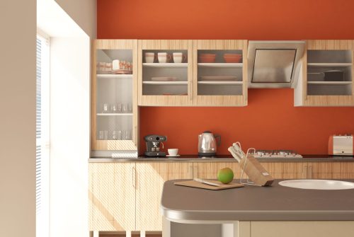 3D render of a contemporary kitchen interior